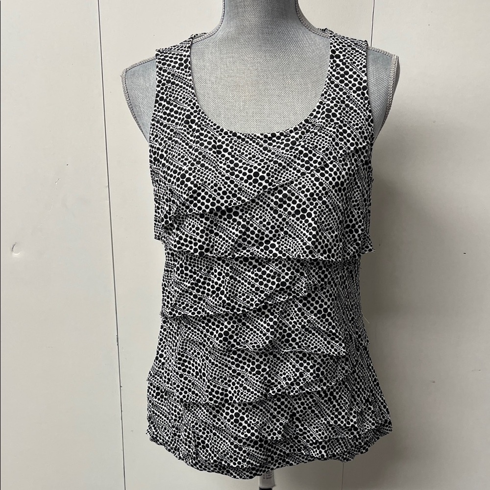Chico's Black and White Ruffled Blouse